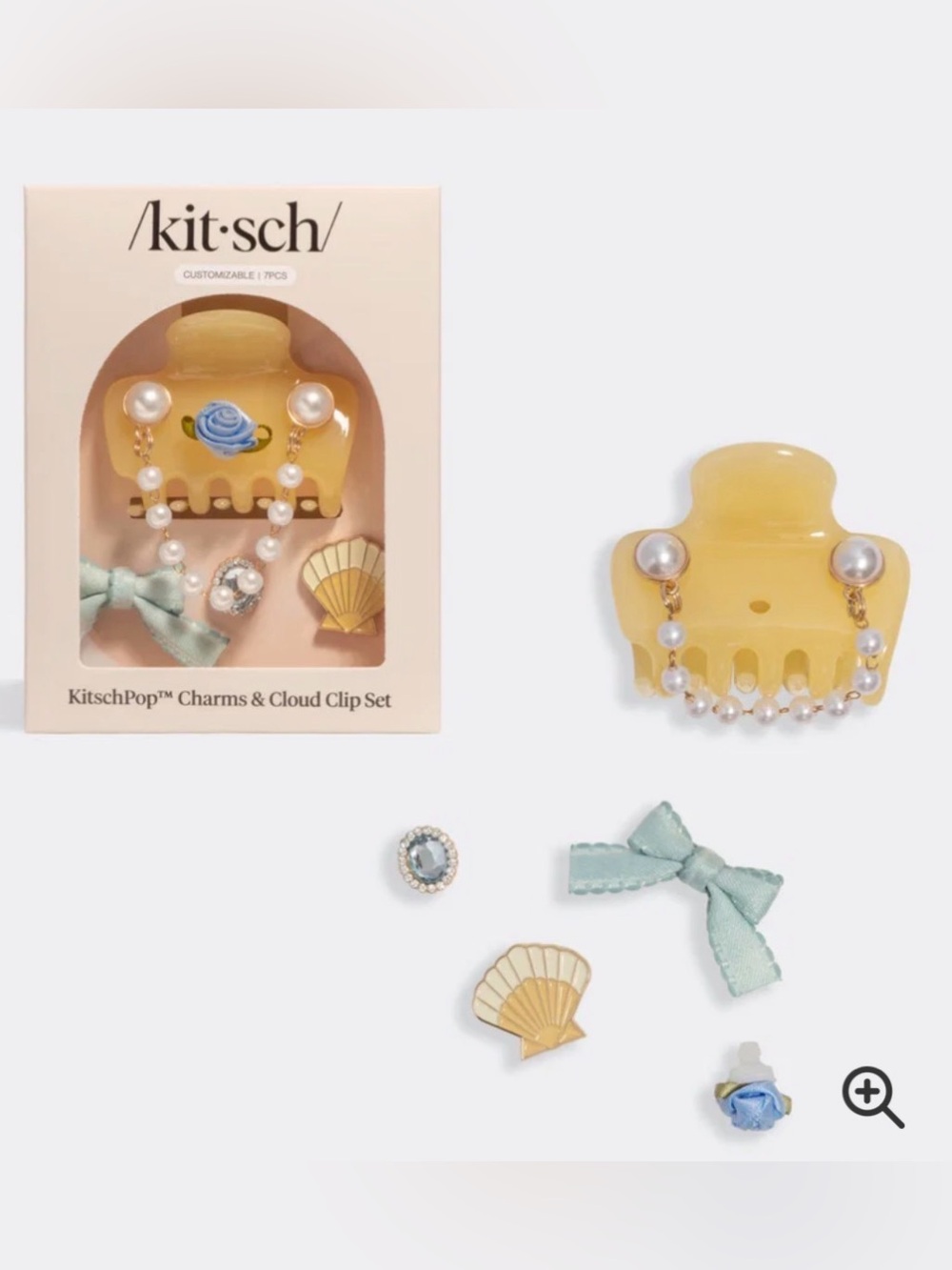 KitschPop™ Coastal Cottage Cloud Clip Set in Butter Yellow Customizable NWT
